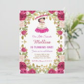Roze Roses Mexican Floral Girl Fiesta Birthday   Kaart (Staand voorkant)