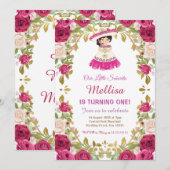 Roze Roses Mexican Floral Girl Fiesta Birthday   Kaart (Voorkant / Achterkant)