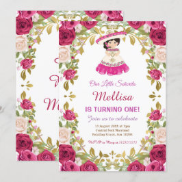 Roze Roses Mexican Floral Girl Fiesta Birthday Kaart