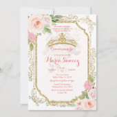 Roze Roses Mexican Mis Quince Invitation Kaart (Voorkant)