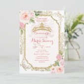 Roze Roses Mexican Mis Quince Invitation Kaart (Staand voorkant)