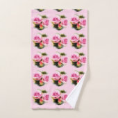 Roze Roses Modern Elegant Floral Sjabloon Bad Handdoek (Handdoek)