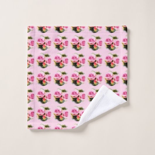 Roze Roses Modern Elegant Floral Sjabloon Bad Handdoek (Wasdoekje)