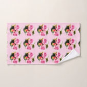 Roze Roses Modern Elegant Floral Sjabloon Bad Handdoek (Handdoek)
