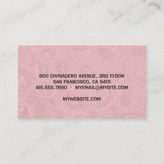 Roze Roses Modern Trendy Name Business Titel Contactkaartje (Achterkant)