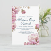 Roze Roses Moederdag Brunch Kaart (Staand voorkant)