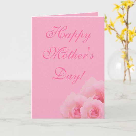 Roze Roses Moederdag Kaart (Gele Bloem)