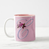 Roze Roses Monogram C Tweekleurige Koffiemok (Links)