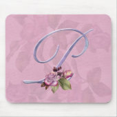 Roze Roses Monogram P Muismat (Voorkant)