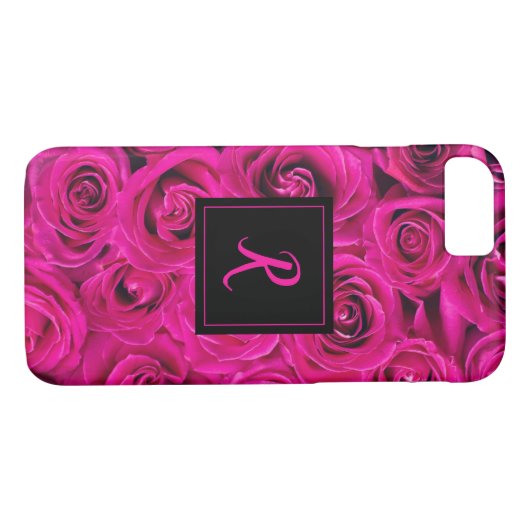 Roze Rose's monogrammed Case-Mate iPhone Case (Achterkant (Horizontaal))