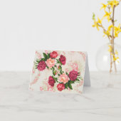 Roze Roses Note Kaart (Gele Bloem)