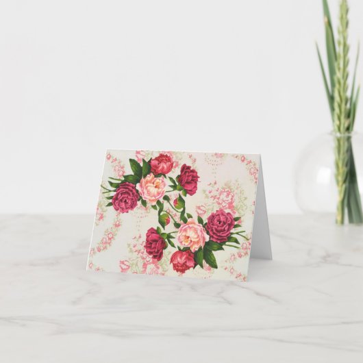 Roze Roses Note Kaart (Voorkant)