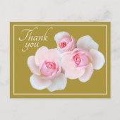 Roze Roses Olive Achtergrond Dank u Briefkaart (Voorkant)