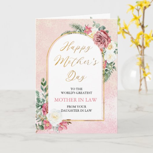 Roze Roses Orchid Happy Moederdag Moeder in rechte Kaart (Gele Bloem)