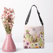 Roze Roses Poppies Monogram Crossbody Tas