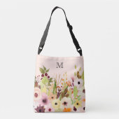 Roze Roses Poppies Monogram Crossbody Tas (Achterkant)