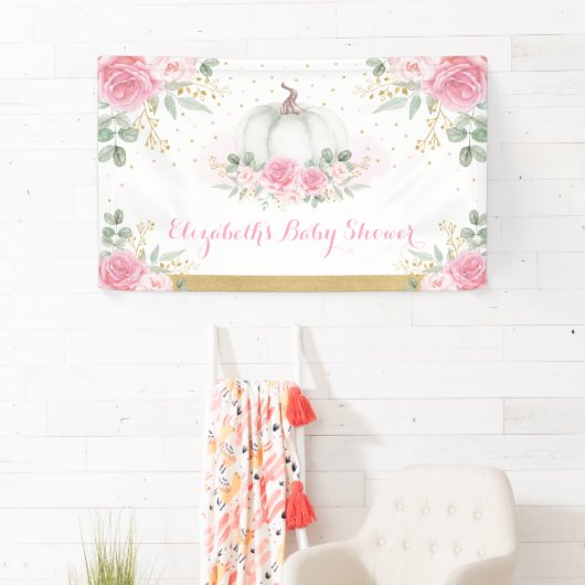 Roze Roses Pumpkin Herfst Autumn Girl Baby shower Spandoek (Insitu)
