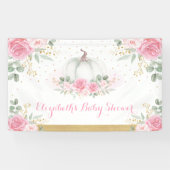 Roze Roses Pumpkin Herfst Autumn Girl Baby shower Spandoek (Horizontaal)