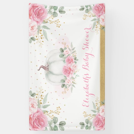 Roze Roses Pumpkin Herfst Autumn Girl Baby shower Spandoek (Verticaal)