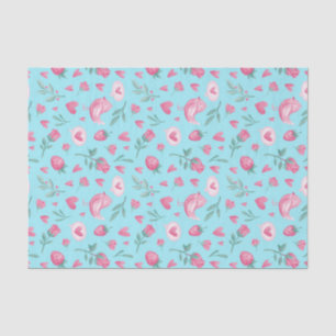 Roze Roses Romance Love Pattern Valentijnsdag Tissuepapier