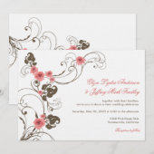 Roze Roses Romantic Florals Elegant Wedding Invite Kaart (Voorkant / Achterkant)