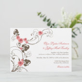 Roze Roses Romantic Florals Elegant Wedding Invite Kaart (Staand voorkant)