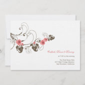 Roze Roses Romantic Florals Elegant Wedding Invite Kaart (Achterkant)