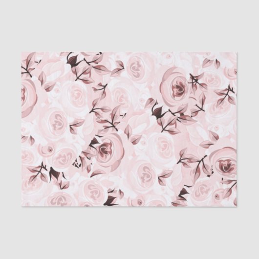 Roze Roses Shabby Chic Glam Elegant Floral Party Tissuepapier (Voorkant)