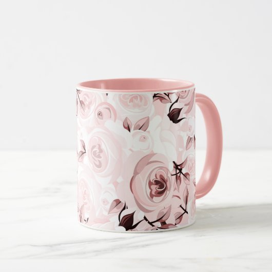 Roze Roses Shabby Chic Glam Mok (Voorkant rechts)