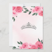 Roze Roses Silver Tiara Quinceañera Waterverf Kaart (Achterkant)