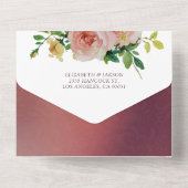 Roze Roses String Lights Burgundy Red Wedding RSVP All In One Uitnodiging (Achterkant)