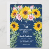 Roze Roses Sunflower 21e verjaardag Kaart (Voorkant)