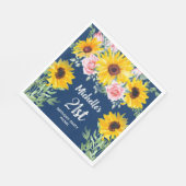 Roze Roses Sunflower 21e verjaardag Servet (Hoek)