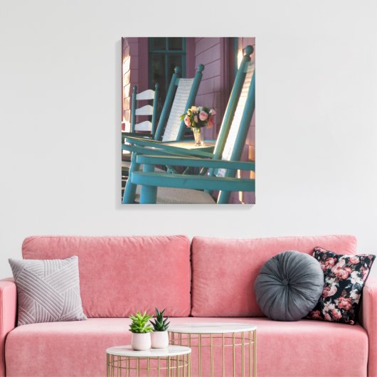 Roze Roses Sunrise - Martha's wijnwerf Canvas Afdruk (Insitu (Woonkamer))