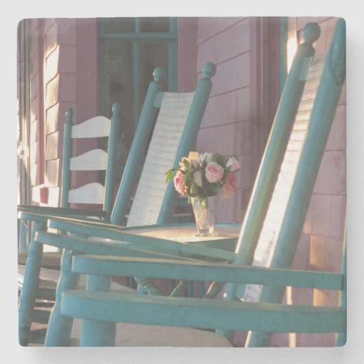 Roze Roses Sunrise - Martha's wijnwerf Stenen Onderzetter (Voorkant)