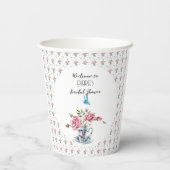 Roze Roses Tea Party Shower Papieren Bekers (Achterkant)