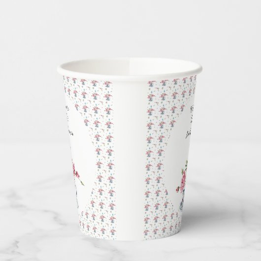 Roze Roses Tea Party Shower Papieren Bekers (Links)