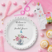 Roze Roses Tea Party Shower Papieren Bordje (Feest)