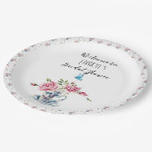 Roze Roses Tea Party Shower Papieren Bordje (Gekanteld)