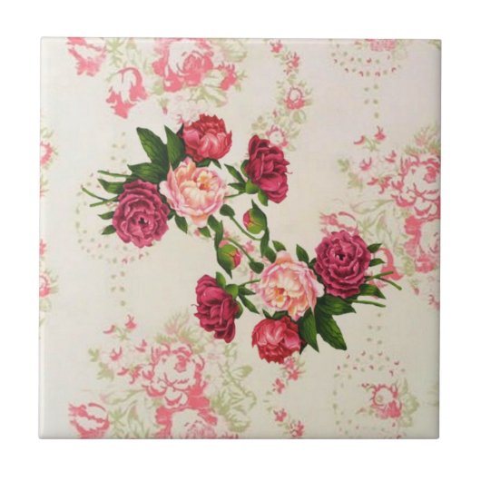 Roze Roses Tile Tegeltje (Voorkant)