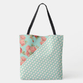 Roze Roses Trendy Green Stippen Girly Name Monogra Tote Bag (Achterkant)