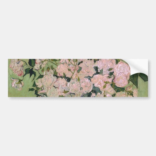 Roze Roses Van Gogh Fine Art Bumpersticker (Voorkant)