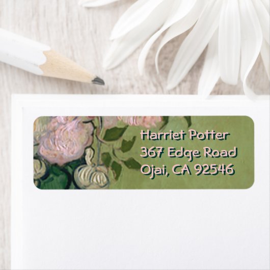 Roze Roses Van Gogh Fine Art Etiket (Insitu)