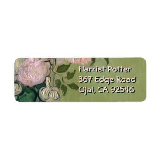 Roze Roses Van Gogh Fine Art Etiket (Voorkant)