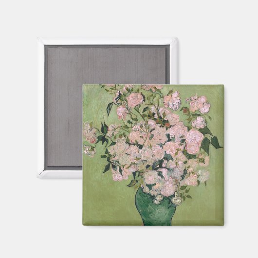 Roze Roses Van Gogh Fine Art Magneet (Voorkant / Achterkant)