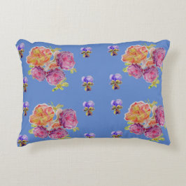 Roze Roses Violet Blue Shabby floral decor Accent Kussen