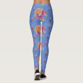 Roze Roses Violet Shabby waterverf Blauwe Leggings (Achterkant)