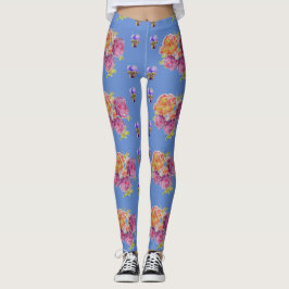 Roze Roses Violet Shabby waterverf Blauwe Leggings