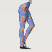 Roze Roses Violet Shabby waterverf Blauwe Leggings (Rechts)