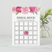 Roze Roses Vrijgezellenfeest Bingo Game Card Kaart (Staand voorkant)